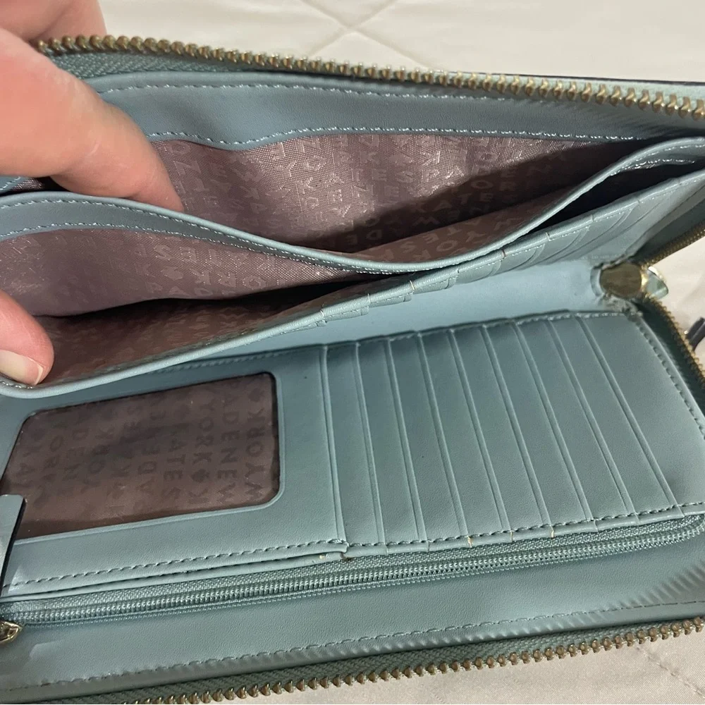 Kate Spade Grove Street Light Blue Zip Around Continental Wallet Wristlet